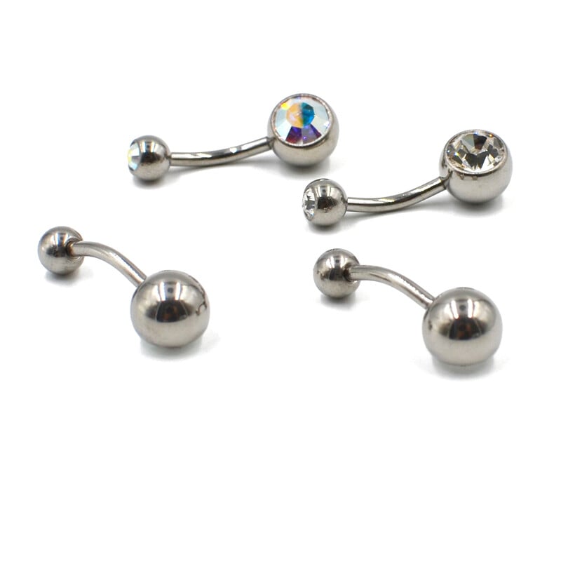 1ks módny G23 titánový dvojitý drahokam pupok brušný prsteň horúci sexy jednoduchý ležadlo pupok prsteň bar stud banán piercing šperky