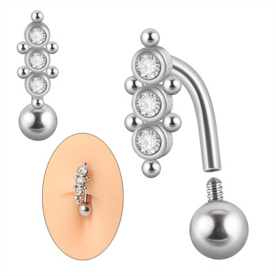 1 ks piercing do brucha z chirurgickej ocele, krištáľové piercing do pupka, zirkón a korálka pre ženy