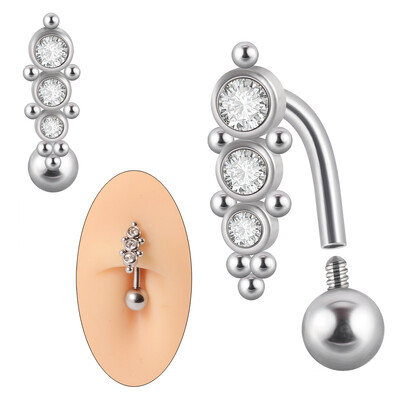 1 ks piercing do brucha z chirurgickej ocele, krištáľové piercing do pupka, zirkón a korálka pre ženy
