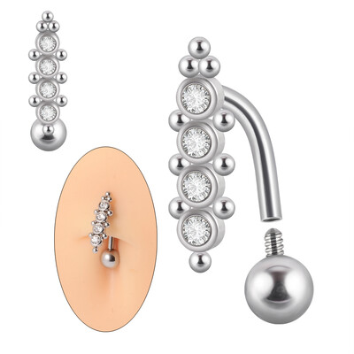 1 ks piercing do brucha z chirurgickej ocele, krištáľové piercing do pupka, zirkón a korálka pre ženy