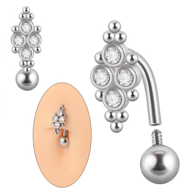 1 ks piercing do brucha z chirurgickej ocele, krištáľové piercing do pupka, zirkón a korálka pre ženy
