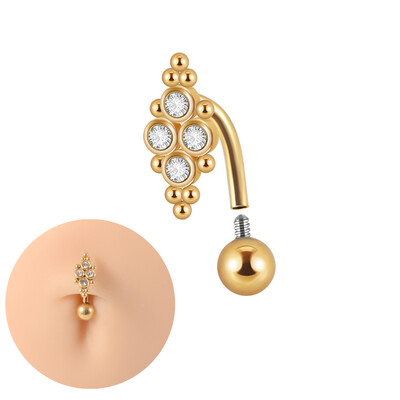 1 ks piercing do brucha z chirurgickej ocele, krištáľové piercing do pupka, zirkón a korálka pre ženy