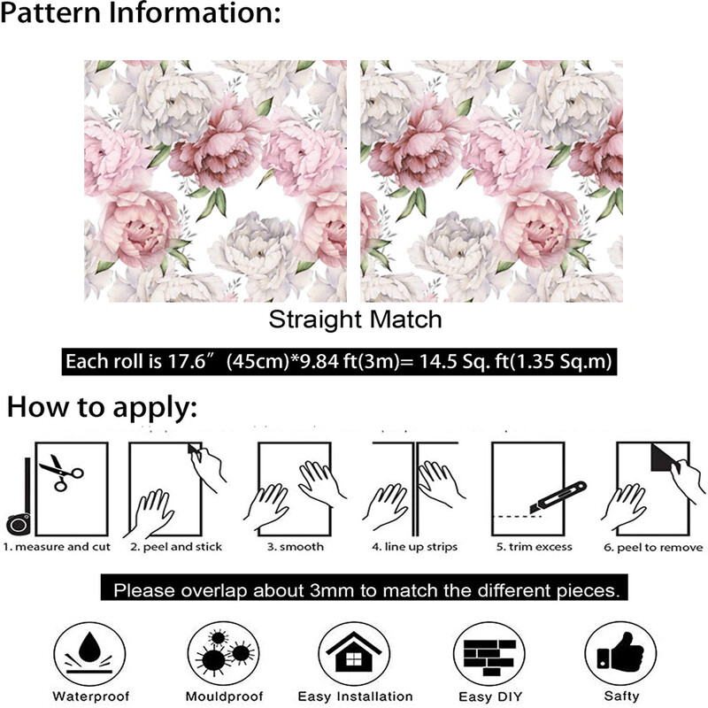 Imagini de fundal autoadezive din vinil cu flori multicolore decojite si lipite Autocolante de perete cu trandafiri acuarela Pereti de dormitor Decorarea casei