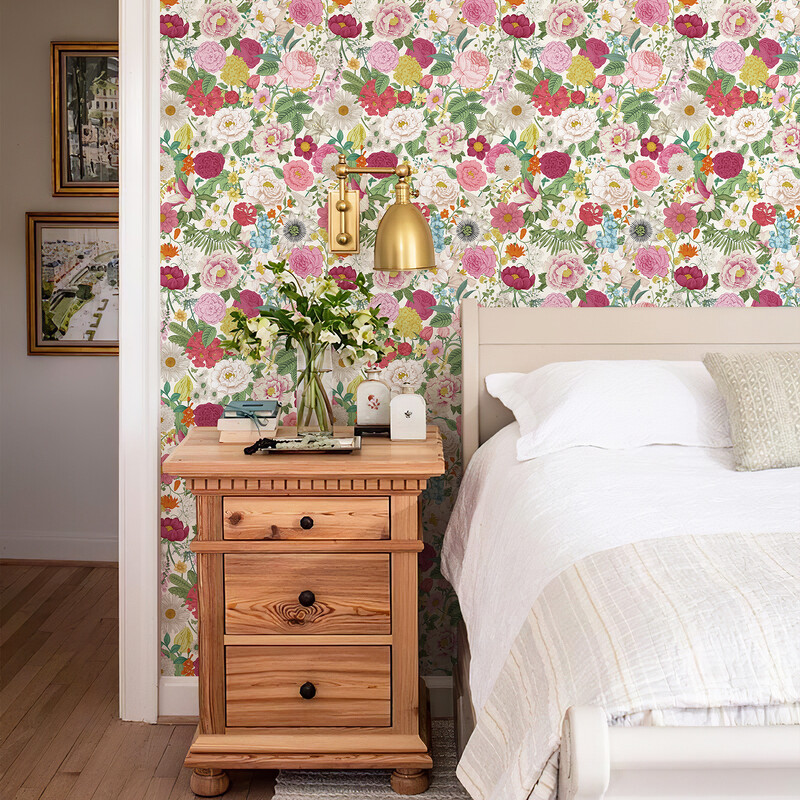 Rózsaszín virágos vinil tapéta Elegáns peeling és stick piros virágzó virágos szekrény matrica elegáns vízálló bútor szekrény matrica