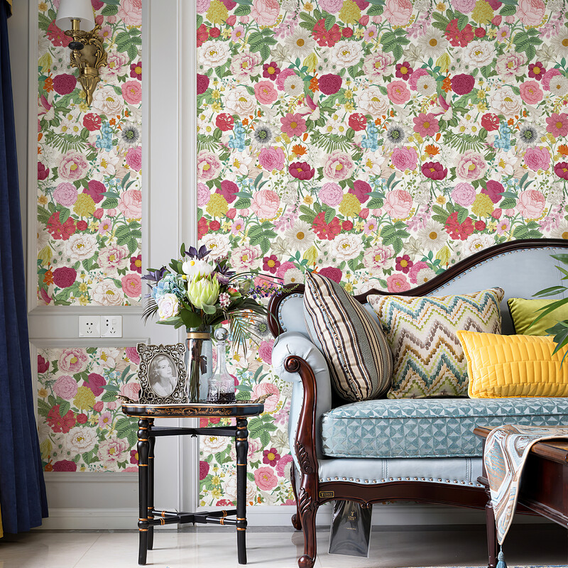 Rózsaszín virágos vinil tapéta Elegáns peeling és stick piros virágzó virágos szekrény matrica elegáns vízálló bútor szekrény matrica