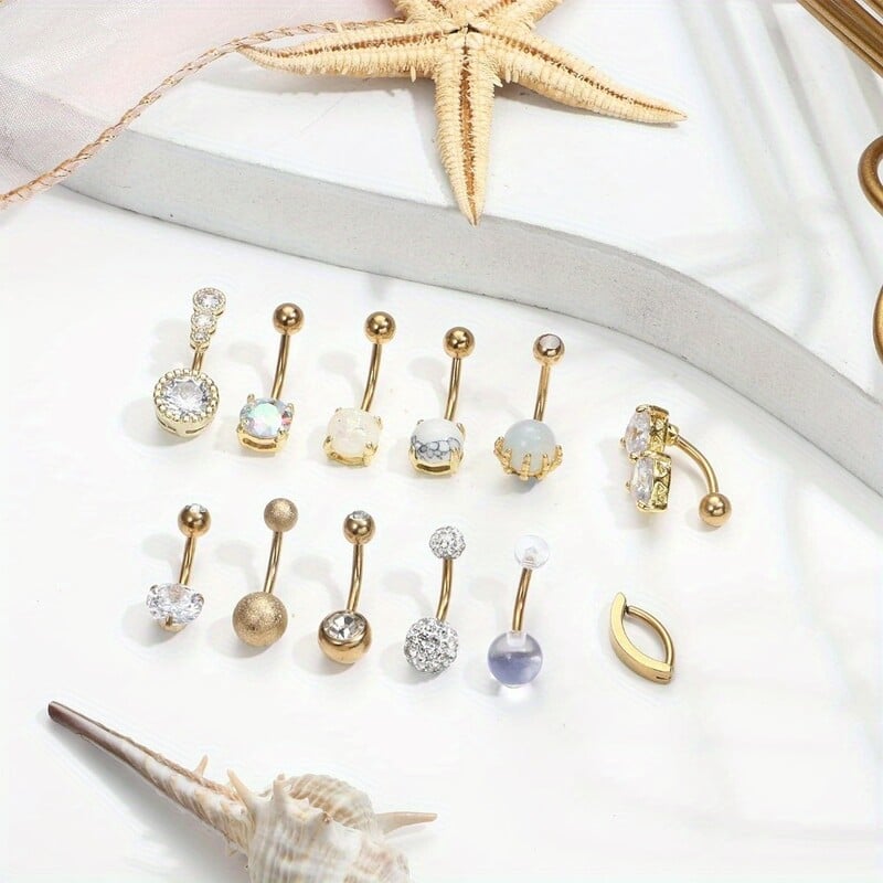 Piercing do pupka Drperfect 14G z chirurgickej ocele, jednoduchý, krátky, sada krúžkov do pupka, sexi piercingové šperky.