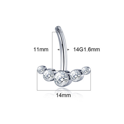 1 buc Inel pentru buric din titan Filetat intern Piercing Nombril CZ Inel pentru buric Piercing Cercei Bijuterii pentru corp Ombligo 14G