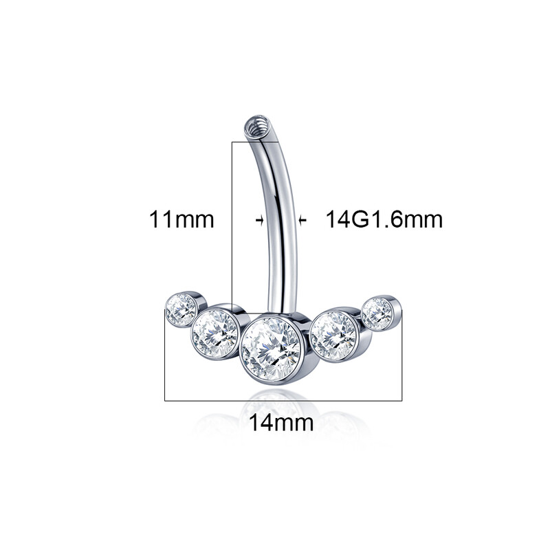 1 buc Inel pentru buric din titan Filetat intern Piercing Nombril CZ Inel pentru buric Piercing Cercei Bijuterii pentru corp Ombligo 14G