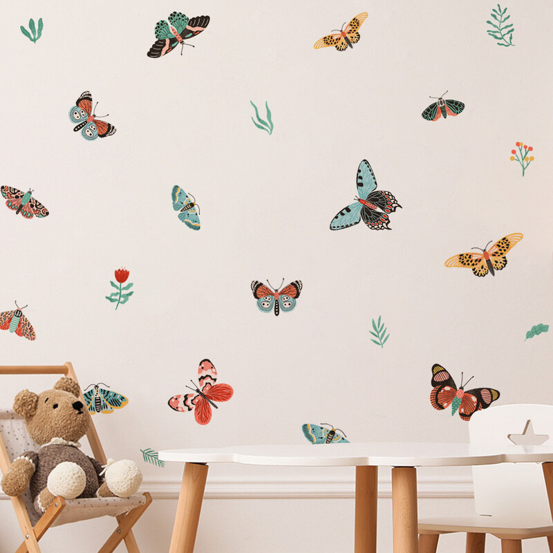 Akvarell rajzfilm pillangós fali matricák kivehető gyerekszoba Nappali óvodadekorációs falmatricák