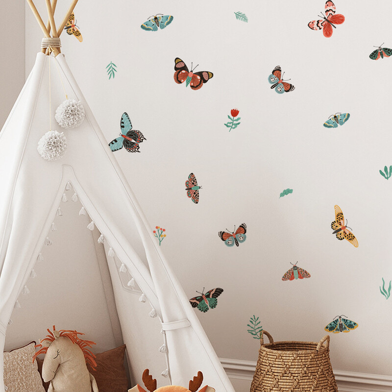 Akvarell rajzfilm pillangós fali matricák kivehető gyerekszoba Nappali óvodadekorációs falmatricák