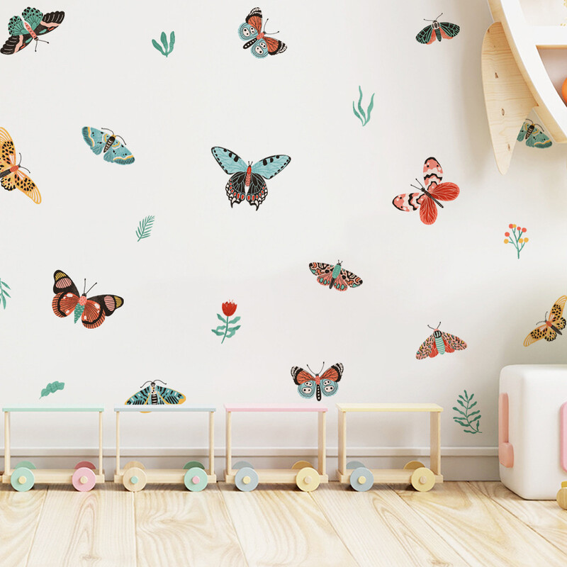 Akvarell rajzfilm pillangós fali matricák kivehető gyerekszoba Nappali óvodadekorációs falmatricák
