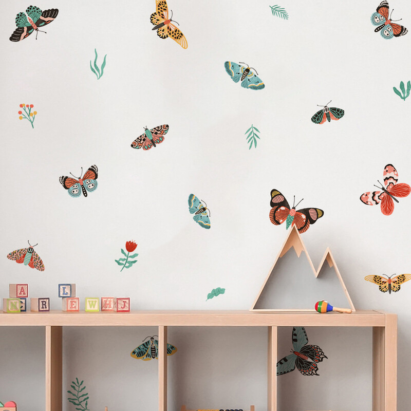 Akvarell rajzfilm pillangós fali matricák kivehető gyerekszoba Nappali óvodadekorációs falmatricák