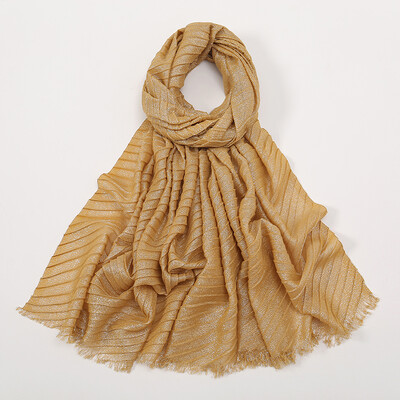 Απλό Lurex Glitter Shimmer με ρυτίδες Κασκόλ Γυναικείο Κλασικό Σχέδιο Γυαλιστερό Headband Wrap Μονόχρωμο φούντα κασκόλ Μουσουλμανικό Hijab