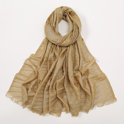 Απλό Lurex Glitter Shimmer με ρυτίδες Κασκόλ Γυναικείο Κλασικό Σχέδιο Γυαλιστερό Headband Wrap Μονόχρωμο φούντα κασκόλ Μουσουλμανικό Hijab