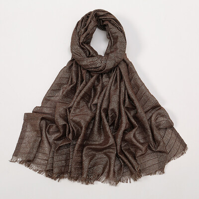 Απλό Lurex Glitter Shimmer με ρυτίδες Κασκόλ Γυναικείο Κλασικό Σχέδιο Γυαλιστερό Headband Wrap Μονόχρωμο φούντα κασκόλ Μουσουλμανικό Hijab