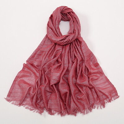 Απλό Lurex Glitter Shimmer με ρυτίδες Κασκόλ Γυναικείο Κλασικό Σχέδιο Γυαλιστερό Headband Wrap Μονόχρωμο φούντα κασκόλ Μουσουλμανικό Hijab