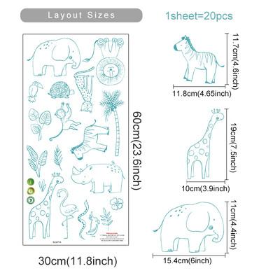 Desene animate Boho Animale Elefant Girafa Autocolante de perete pentru camera copiilor Decalcomanii de perete pentru camera de copii pentru camera de copii Dormitor Autocolant decorativ pentru casa