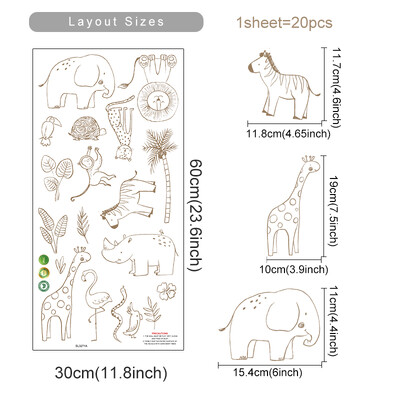 Desene animate Boho Animale Elefant Girafa Autocolante de perete pentru camera copiilor Decalcomanii de perete pentru camera de copii pentru camera de copii Dormitor Autocolant decorativ pentru casa