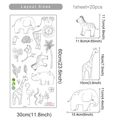 Desene animate Boho Animale Elefant Girafa Autocolante de perete pentru camera copiilor Decalcomanii de perete pentru camera de copii pentru camera de copii Dormitor Autocolant decorativ pentru casa