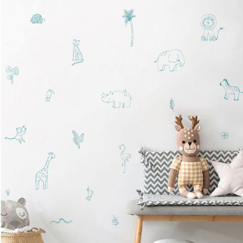 Desene animate Boho Animale Elefant Girafa Autocolante de perete pentru camera copiilor Decalcomanii de perete pentru camera de copii pentru camera de copii Dormitor Autocolant decorativ pentru casa