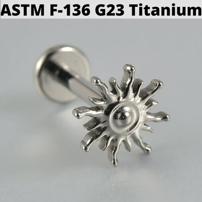 Cercei din cartilaj din titan solid Cz Steaua cu patru colțuri G23 Stud 16G Filet intern Sun Helix Ureche Tragus Piercing Bijuterii