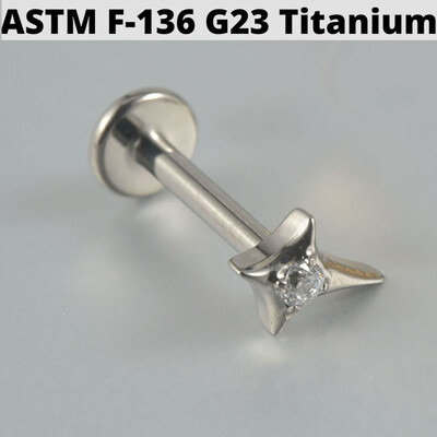 Cercei din cartilaj din titan solid Cz Steaua cu patru colțuri G23 Stud 16G Filet intern Sun Helix Ureche Tragus Piercing Bijuterii