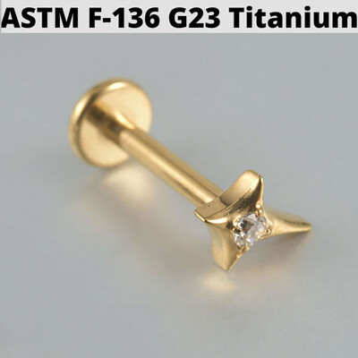 Cercei din cartilaj din titan solid Cz Steaua cu patru colțuri G23 Stud 16G Filet intern Sun Helix Ureche Tragus Piercing Bijuterii