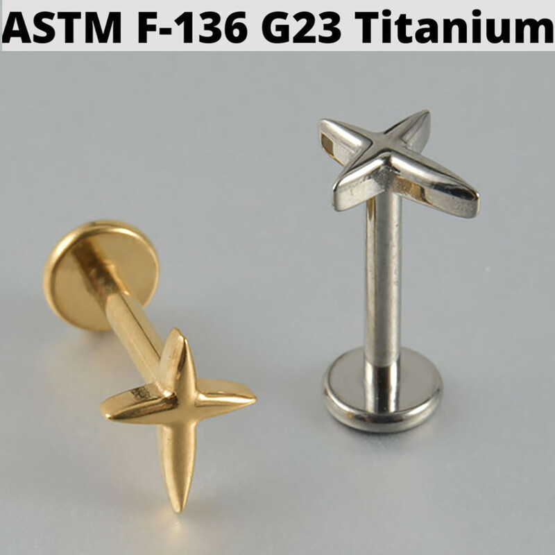 Cercei din cartilaj din titan solid Cz Steaua cu patru colțuri G23 Stud 16G Filet intern Sun Helix Ureche Tragus Piercing Bijuterii