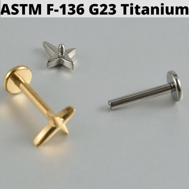 Cercei din cartilaj din titan solid Cz Steaua cu patru colțuri G23 Stud 16G Filet intern Sun Helix Ureche Tragus Piercing Bijuterii