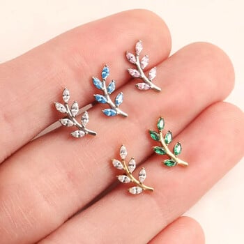 G23 Titanium 16G Marquise CZ Leaves Stud Earring Leaf Shaped Helix хрущял Conch Flat Back Implant Grade Piercing Jewelry