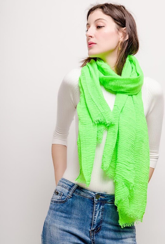 NOU Eșarfă cu neon de vară uni turban cu bule încrețite femei eșarfe voal ondulate eșarfe șal iridescent