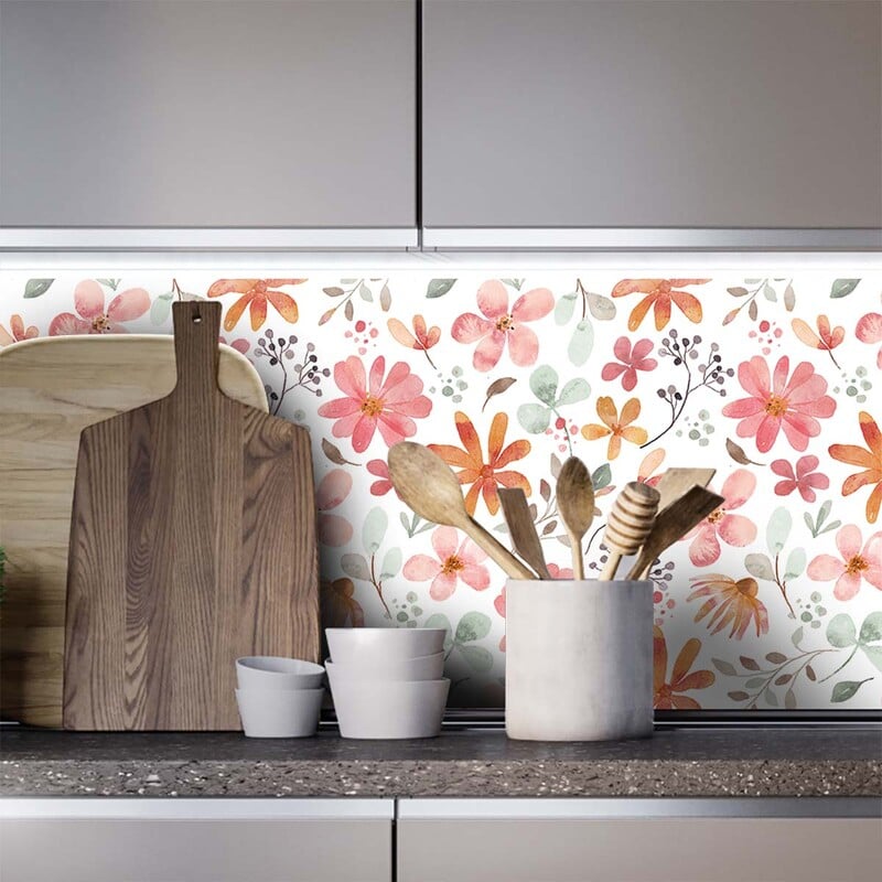 1 ks 45x300 cm Kombinácia čerstvých kvetov Spálňa, Nábytok do obývačky, Renovácia stien, PVC matná tapeta so vzorom