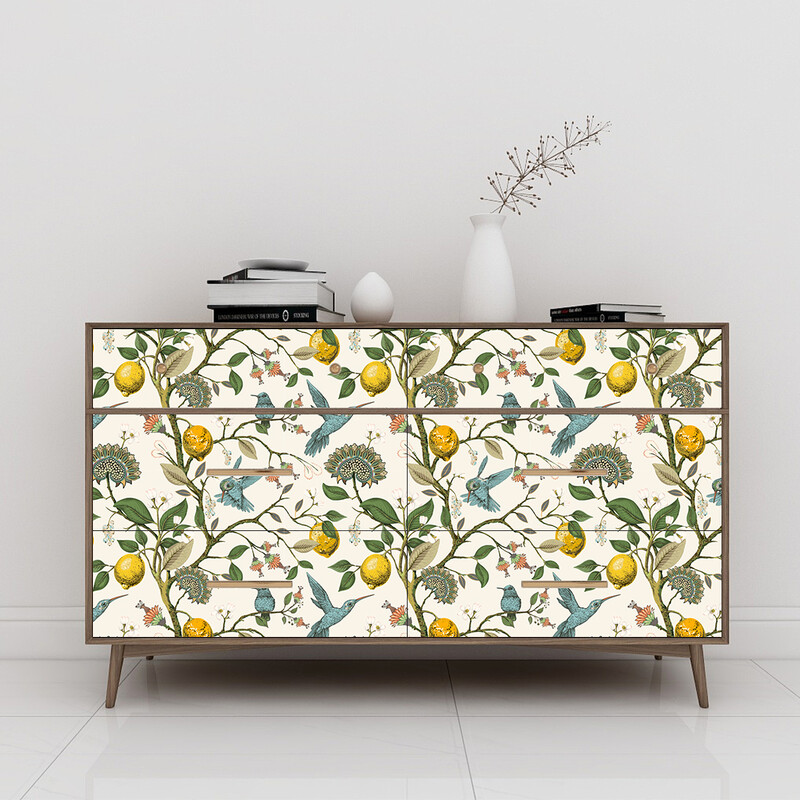 „Blue Bird“ lipnūs tapetai iš šviežių citrinmedžių žievelių ir lazdelių nuimami vandeniui atsparūs iš anksto įklijuoti tapetai