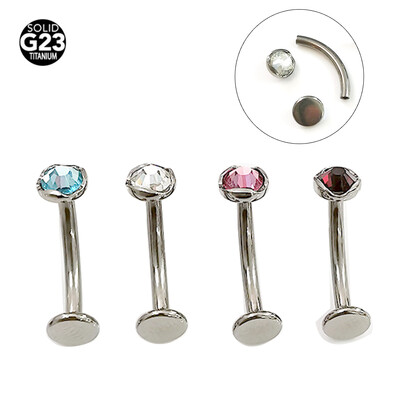 G23 Titanium14G с главата надолу Боди пиърсинг Nombril Ombligo Пръстени за пъпа Мъже Жени Бижута за тяло Кристал Пръстен за пъп Бар Извивка