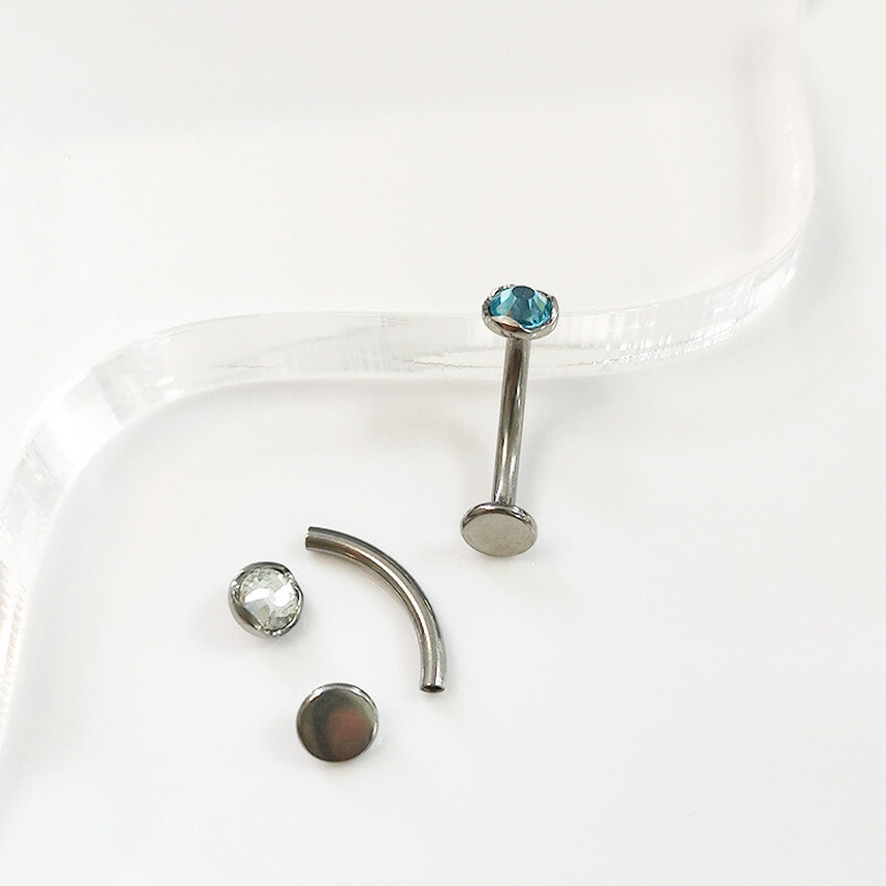 G23 Titanium14G apverstas kūno auskarų vėrimas Nombril Ombligo Pilvo žiedai Vyrams Moterims Kūno papuošalai Krištolo bambos žiedo juostos kreivė