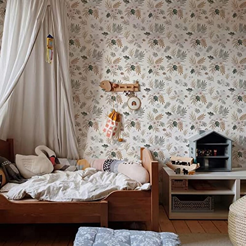 Boho tapéta virágos tapéta, akvarell virágok, öntapadó, eltávolítható érintkezőpapír fali lakberendezéshez