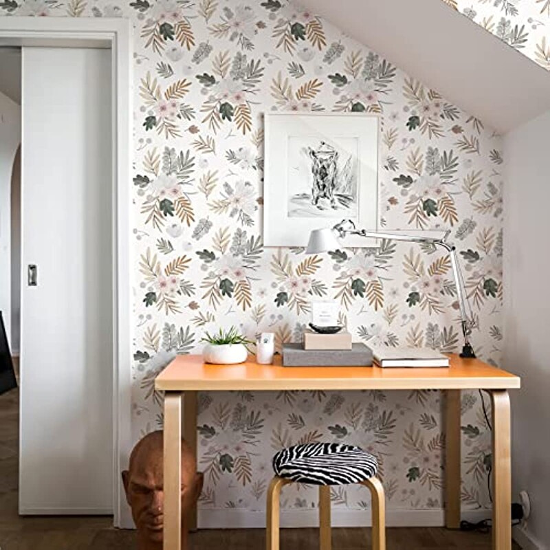 Boho tapéta virágos tapéta, akvarell virágok, öntapadó, eltávolítható érintkezőpapír fali lakberendezéshez