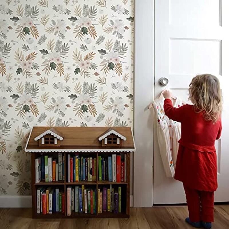 Boho tapéta virágos tapéta, akvarell virágok, öntapadó, eltávolítható érintkezőpapír fali lakberendezéshez