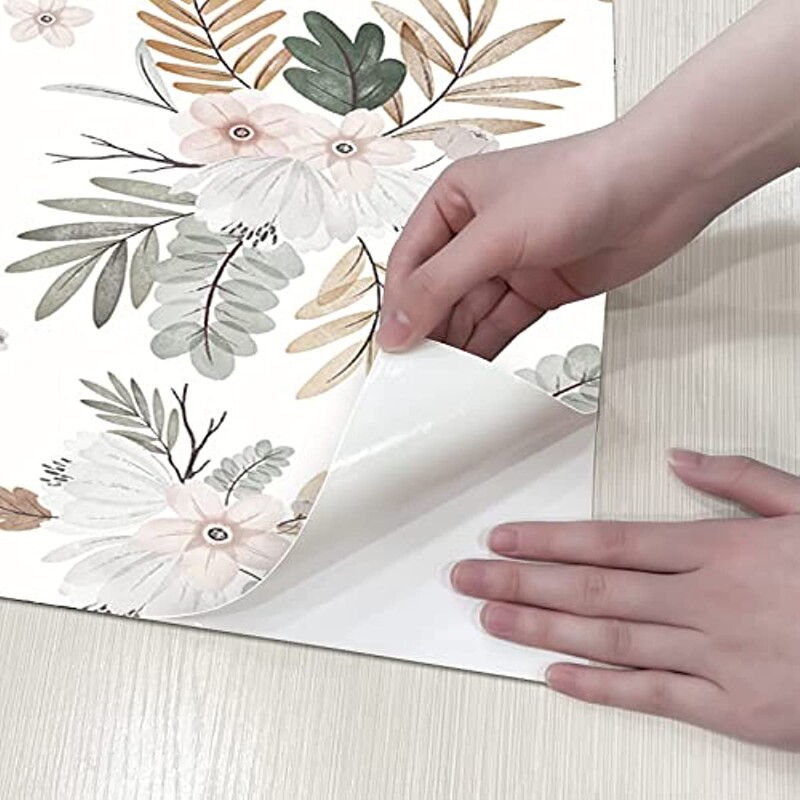 Boho tapéta virágos tapéta, akvarell virágok, öntapadó, eltávolítható érintkezőpapír fali lakberendezéshez