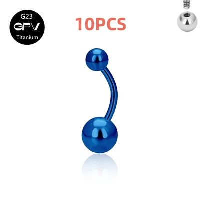10 DB 14G köldökgyűrű Köldök G23 titán piercing alap test piercing ékszer 8 mm rúd párok stílusú köldök köröm