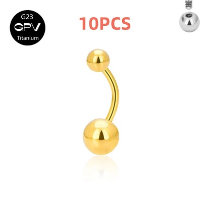 10 DB 14G köldökgyűrű Köldök G23 titán piercing alap test piercing ékszer 8 mm rúd párok stílusú köldök köröm