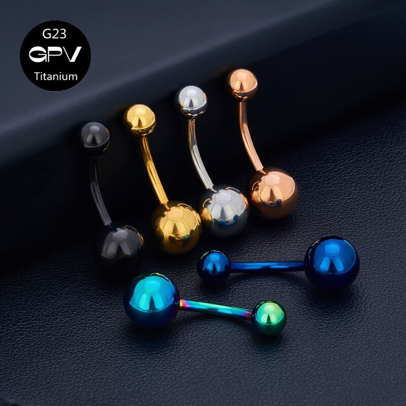 10 DB 14G köldökgyűrű Köldök G23 titán piercing alap test piercing ékszer 8 mm rúd párok stílusú köldök köröm