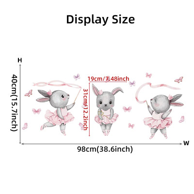 Kézzel festett balett nyuszi nyúl táncos Aranyos állatok fali matricák babaszobához lányszoba fali matricák otthoni dekorációs pvc