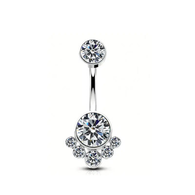 Piercing do pupka s titánovým modrým zirkónom a trblietkami pre dievčatá, luxusný sexi piercing do brucha, 14G, vnútorný závit, ružový.