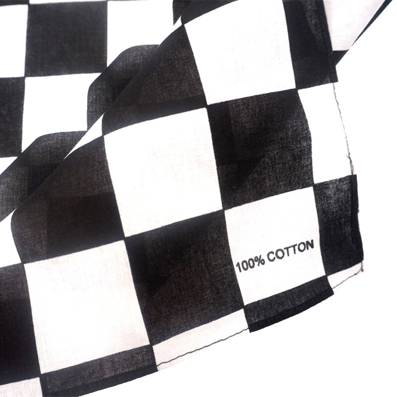 Sakktábla Versenyzászló Bandanas Férfi Női Versenyparti Arcvédő Maszk Pamut kockás Kockás fejpánt Nyak Sál Napvédő Pajzs