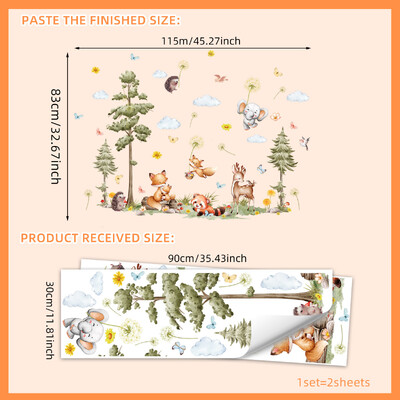 Miško gyvūnai Sienų lipdukai Animaciniai filmai Lapė Ežiukas Pušis Vinilo lipdukai vaikų kambariui Kūdikių miegamojo namų sienų apdaila