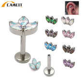 Titánový piercing do ucha G23, 3 zirkónové náušnice s labretovým vzorom, piercing do chrupavky, tragus, špirály, pery, šperky na telo.