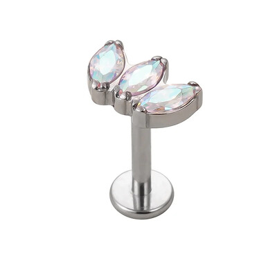 Titánový piercing do ucha G23, 3 zirkónové náušnice s labretovým vzorom, piercing do chrupavky, tragus, špirály, pery, šperky na telo.