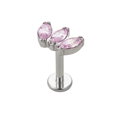 Titánový piercing do ucha G23, 3 zirkónové náušnice s labretovým vzorom, piercing do chrupavky, tragus, špirály, pery, šperky na telo.