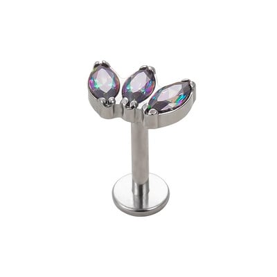Titánový piercing do ucha G23, 3 zirkónové náušnice s labretovým vzorom, piercing do chrupavky, tragus, špirály, pery, šperky na telo.